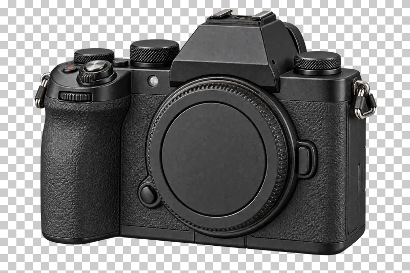 An unbranded mirrorless camera body with a fitted body cap and textured black grip.