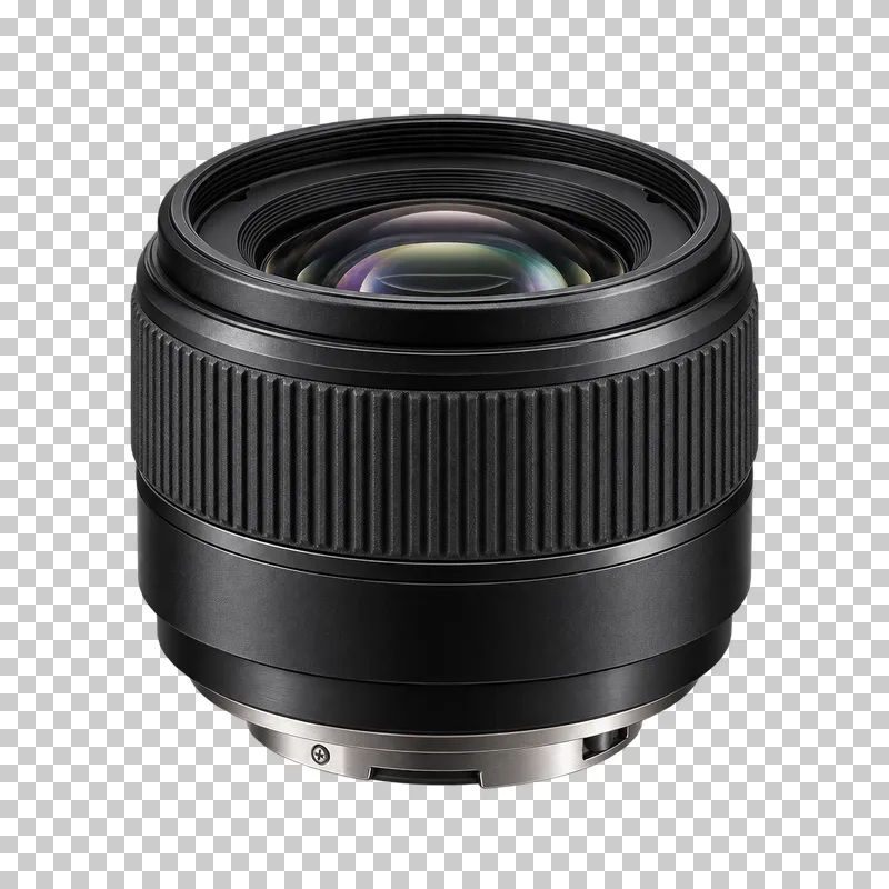 A standard prime lens with textured focusing rings and coated optical glass.