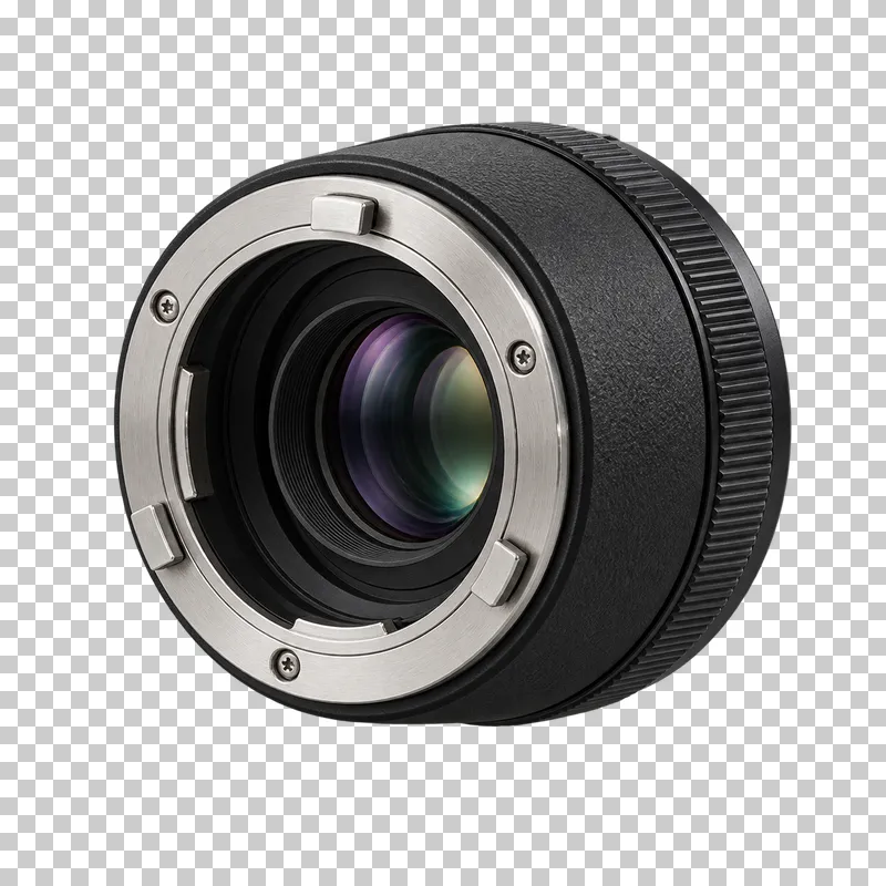 A teleconverter with metal mounting interfaces and a coated optical element.