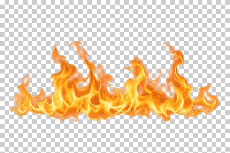 A broad low yellow-orange flame with uneven upward tongues.