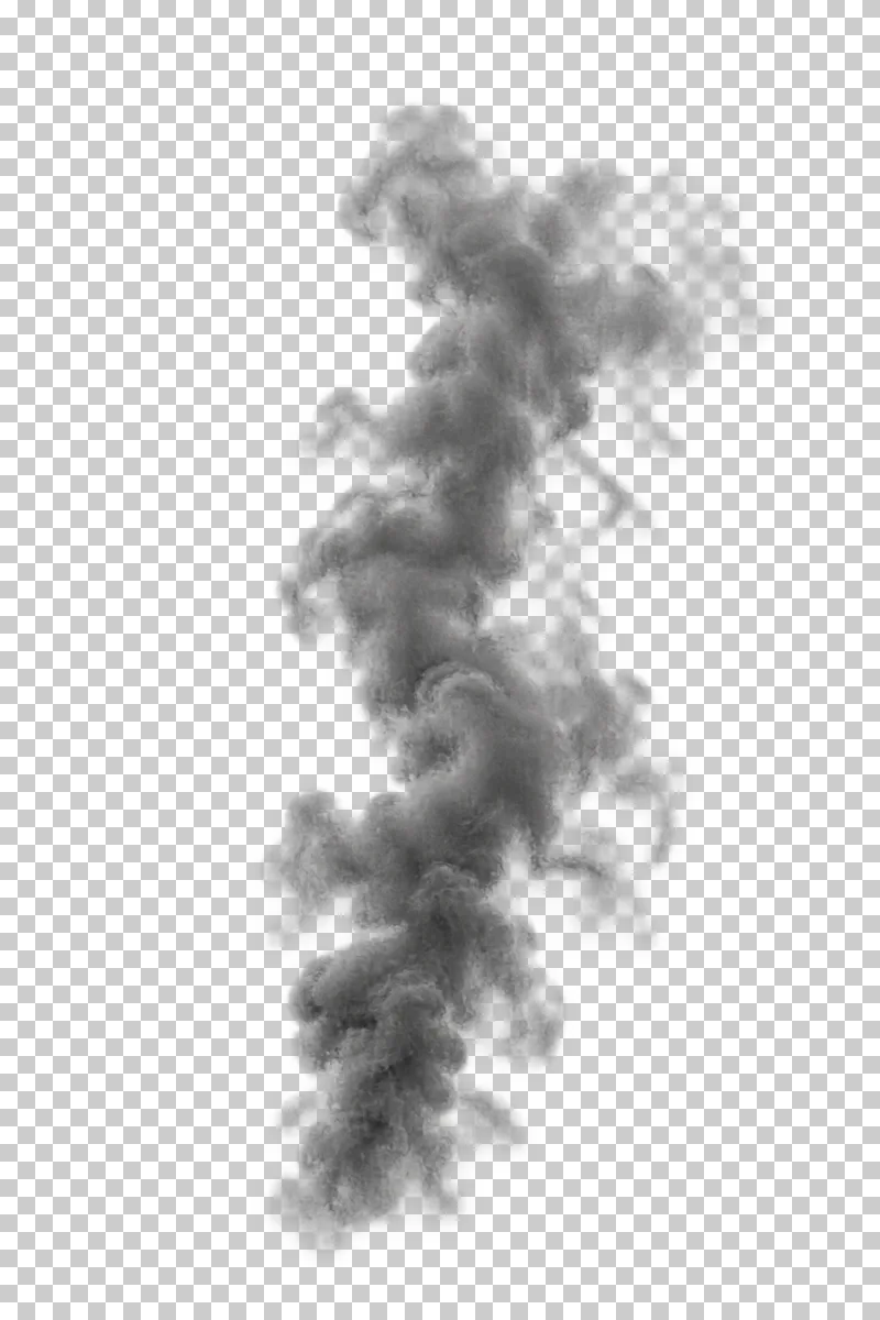A thin dark gray smoke trail with varying density.