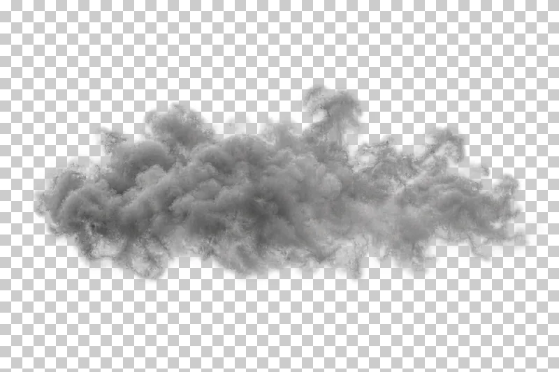 A broad low neutral gray smoke cloud with soft translucent fringes.