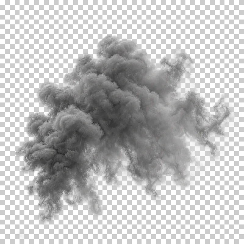 A dense asymmetric gray smoke billow with diffuse outer wisps.
