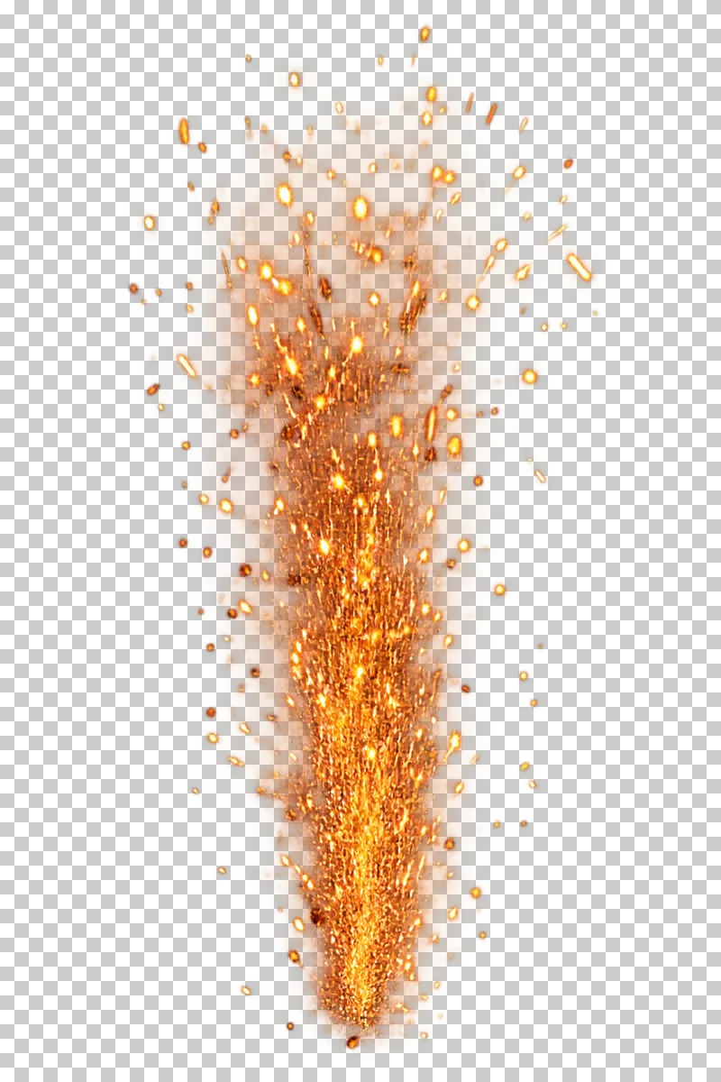A tall vertical spray of glowing orange sparks.