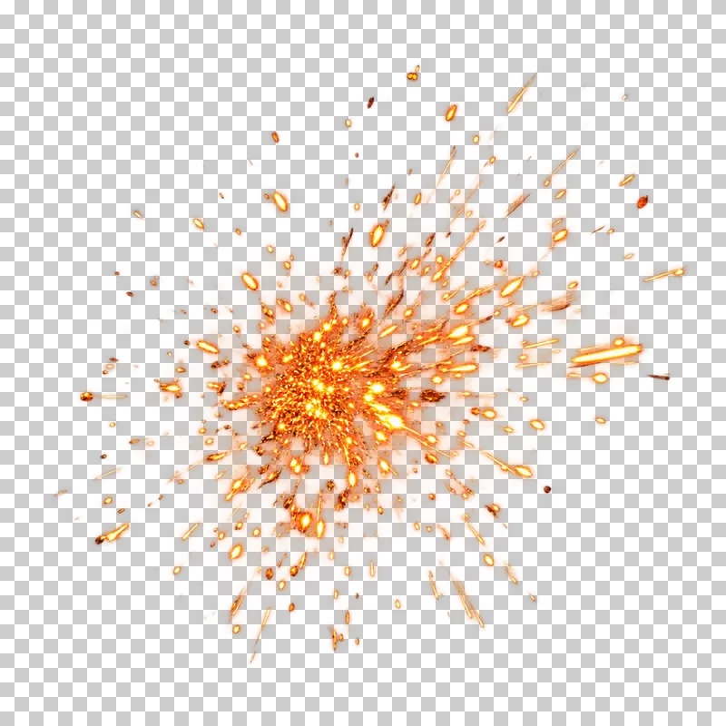 An asymmetric radial burst of glowing orange sparks.