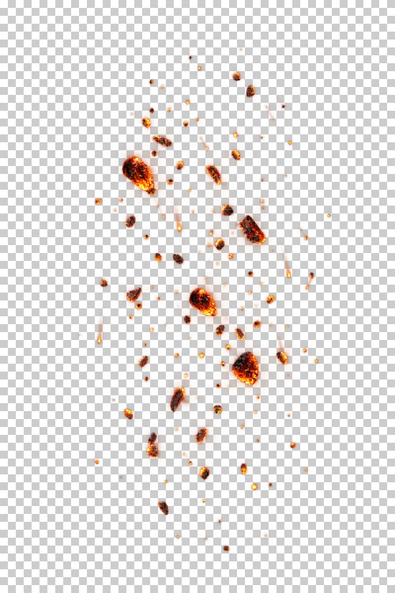 Scattered glowing charcoal embers falling with short downward trails.