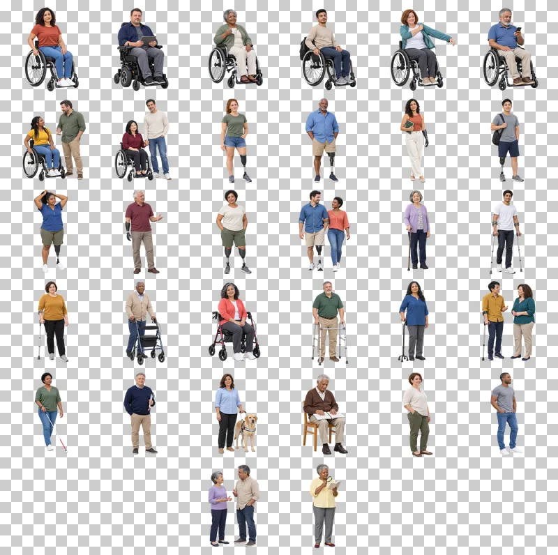 Accessible Everyday Life Photo PNG Collection: all 32 elements in one grid