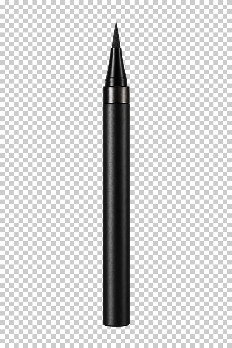 A black felt-tip eyeliner pen with its exposed pointed tip.
