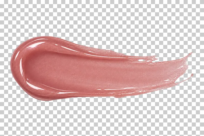 A standalone nude lip gloss smear with translucent thin edges viewed from above.