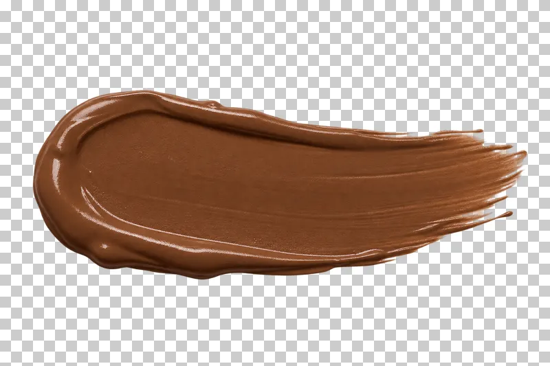 A standalone deep brown liquid foundation smear viewed from above.