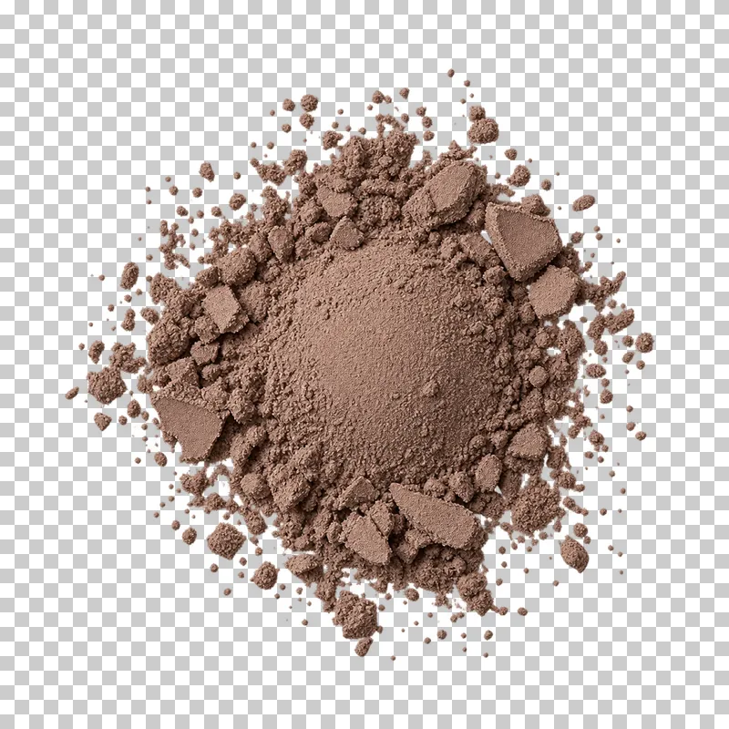 A small scatter of matte brown eyeshadow powder viewed from above.