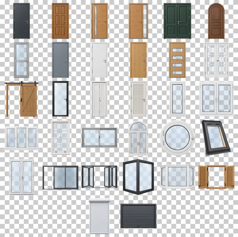 Doors and Windows Photo PNG Collection: all 32 elements in one grid