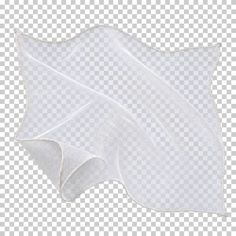 Organza swatch in silvery white, arranged as airy stiff arch with a turned-back corner, with visible textile structure and transparent surroundings.