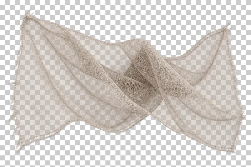 Tulle swatch in light taupe, arranged as broad drape with overlapping open net layers, with visible textile structure and transparent surroundings.