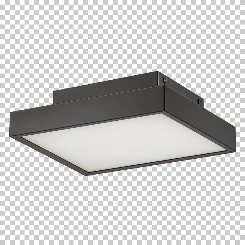 An unlit square flush ceiling light with its complete fixture isolated on a transparent background.