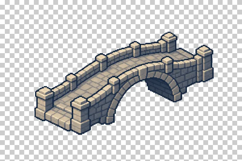 An arched stone bridge with a complete freestanding silhouette in pixel art.