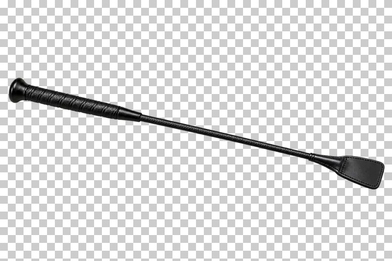 A black riding crop with a textured grip, slim shaft and flat leather tip.