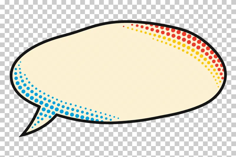 A blank cream irregular hand-drawn speech bubble with a lower-left tail, a bold black outline and colored edge halftone.