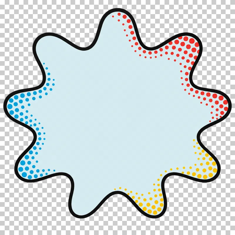 A blank pale-blue burst with rounded rays, a bold black outline and colored edge halftone.