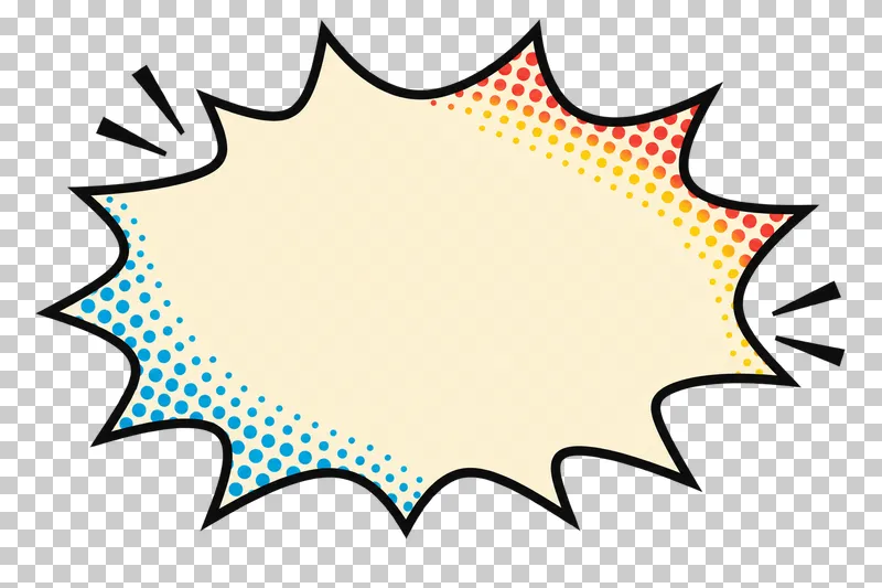 A blank cream burst with four detached black accent lines, a bold black outline and colored edge halftone.