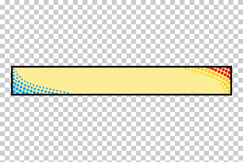 A blank pale-yellow long narrow narrative strip with a bold black border and colored halftone at its ends.