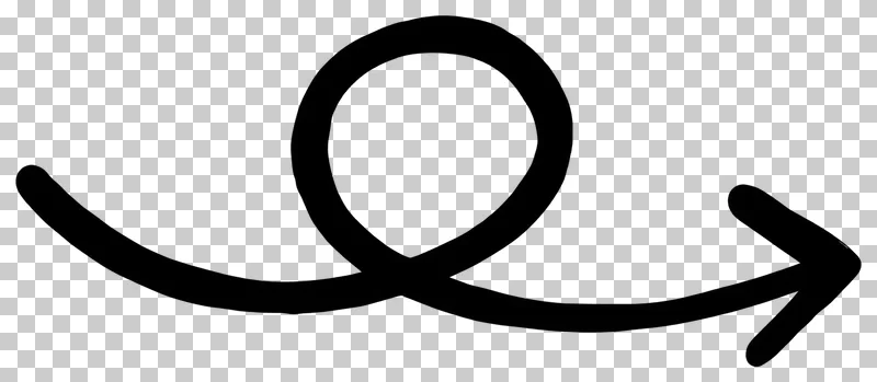 Single-loop arrow in black hand-drawn marker strokes.