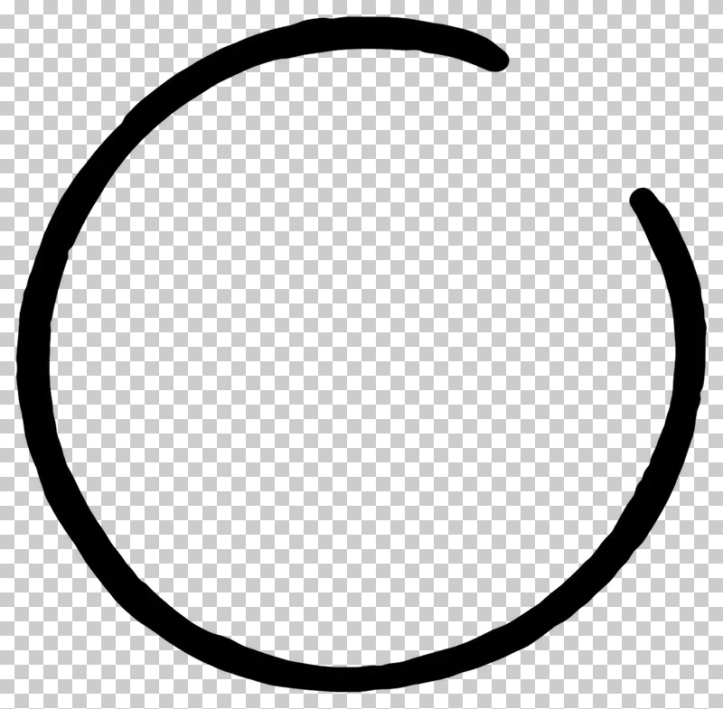 Open circle in black hand-drawn marker strokes.