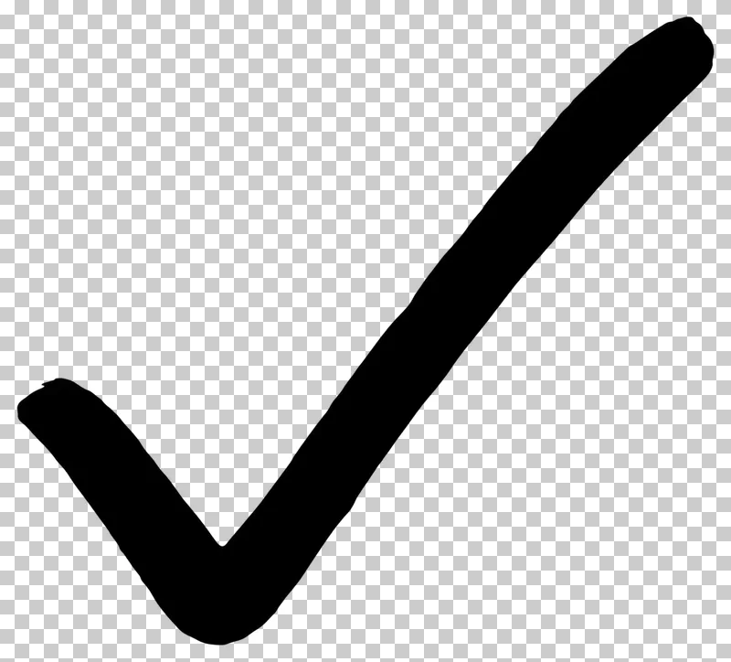 Check mark in black hand-drawn marker strokes.
