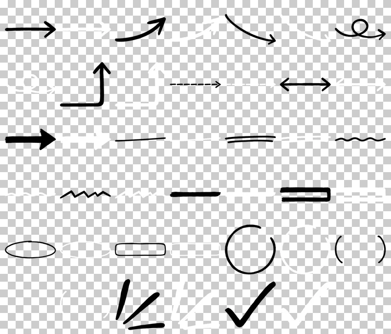 Hand Drawn Annotations PNG Collection: all 40 elements in one grid
