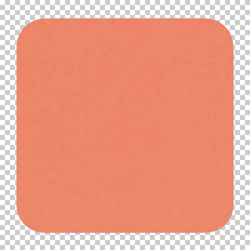 A blank coral matte paper rounded square sticker on a transparent background.