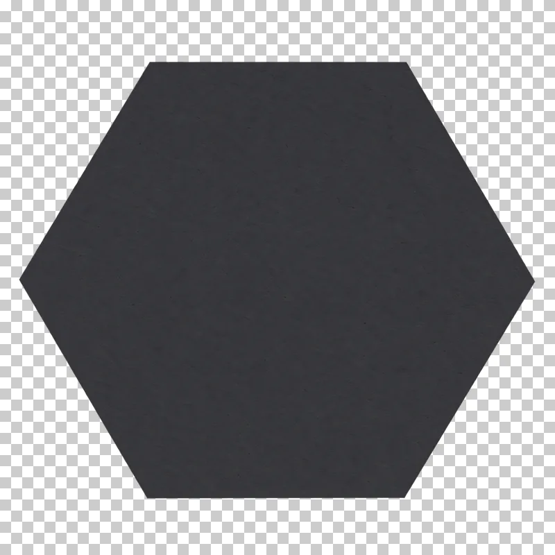 A blank graphite matte paper hexagon sticker on a transparent background.