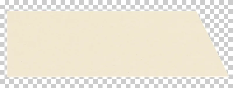 A blank cream matte paper asymmetric label with one chamfered end on a transparent background.