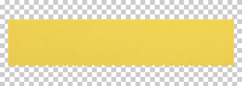 A blank yellow matte paper strip with a finely serrated bottom edge on a transparent background.