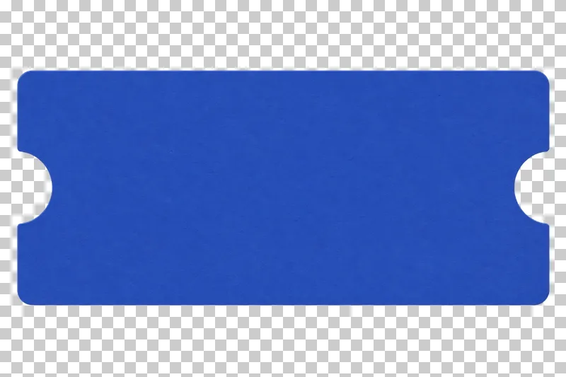 A blank cobalt matte paper wide coupon with semicircular side cutouts on a transparent background.