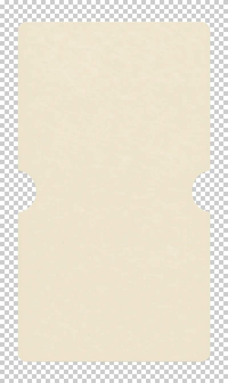 A blank cream matte paper vertical coupon with semicircular side cutouts on a transparent background.