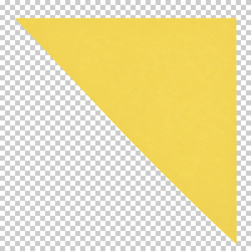 A blank yellow matte paper triangular corner sticker on a transparent background.