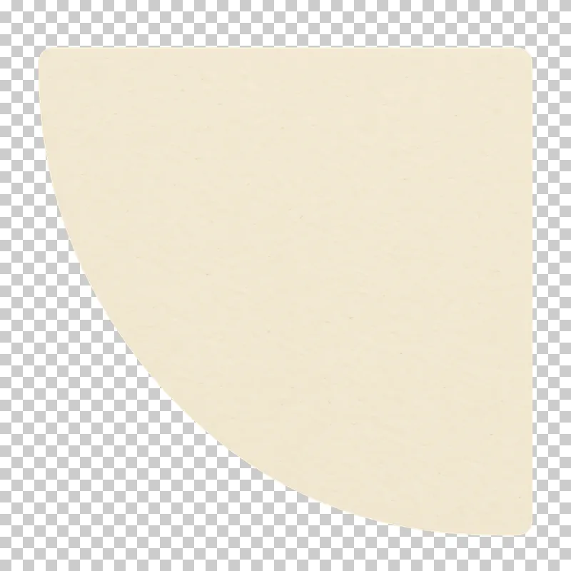 A blank cream matte paper corner label with a rounded outer edge on a transparent background.