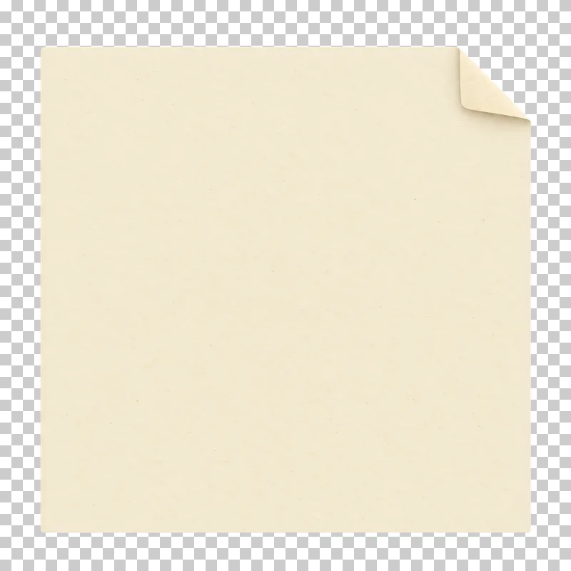 A blank cream matte paper paper corner with a small fold and a blank face on a transparent background.