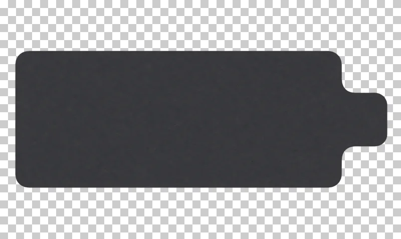 A blank graphite matte paper rectangular label with a small side handle on a transparent background.