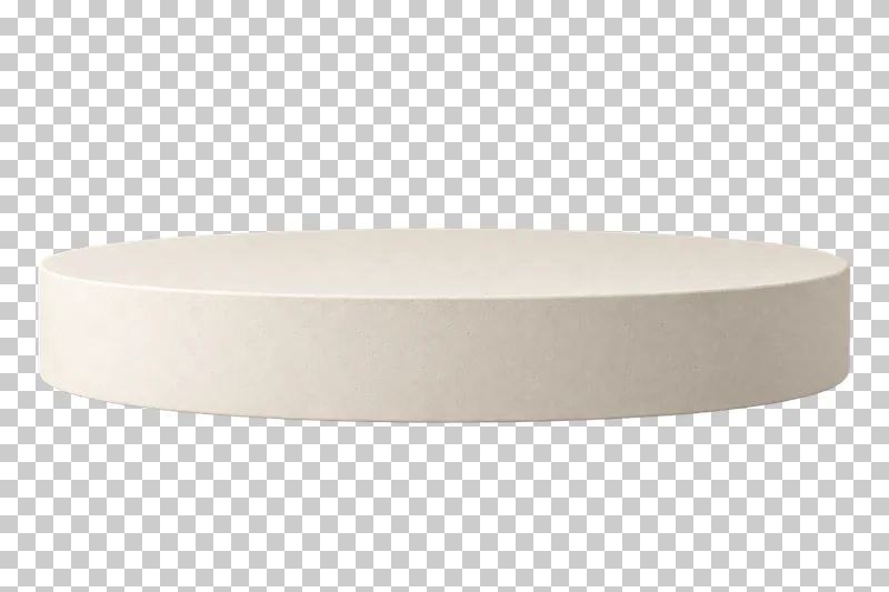A low elongated oval cream plaster platform with a broad empty top.