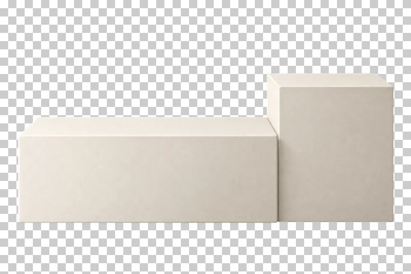 Two cream plaster rectangular blocks of different heights with separate flat empty tops.