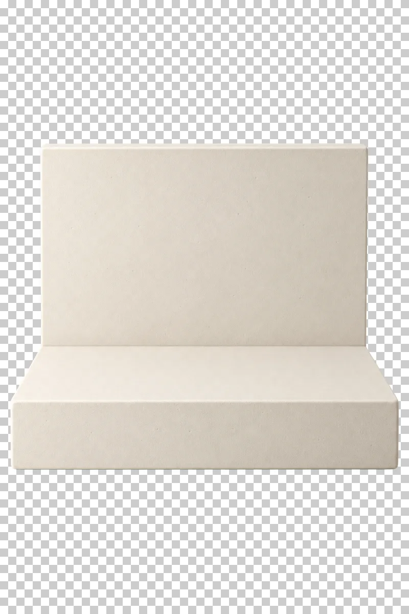 A low rectangular cream plaster platform with a solid upright rectangular rear panel.
