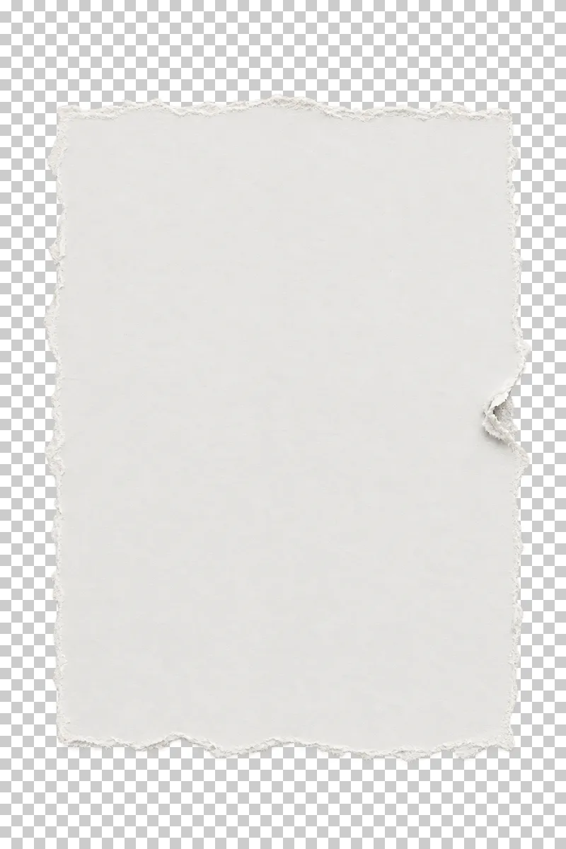Blank torn paper text panel with a small tear along one side.