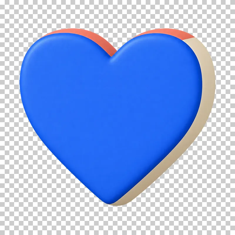A cobalt 3D heart with rounded edges and cream depth.