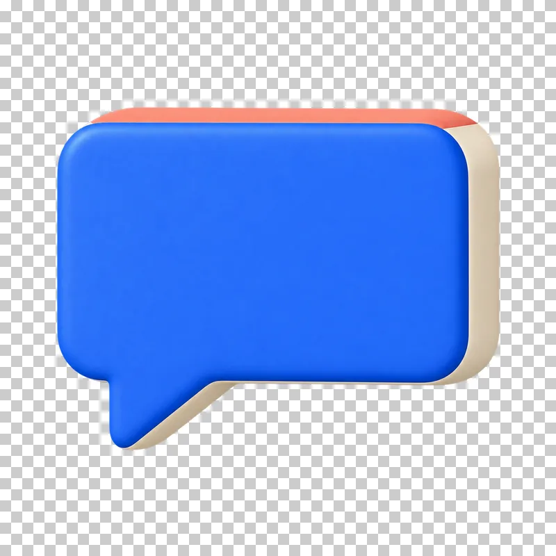 A single blank cobalt speech bubble with a clear lower tail.