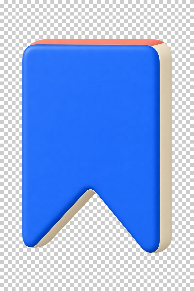 A plain cobalt bookmark ribbon with a deep V-shaped notch.