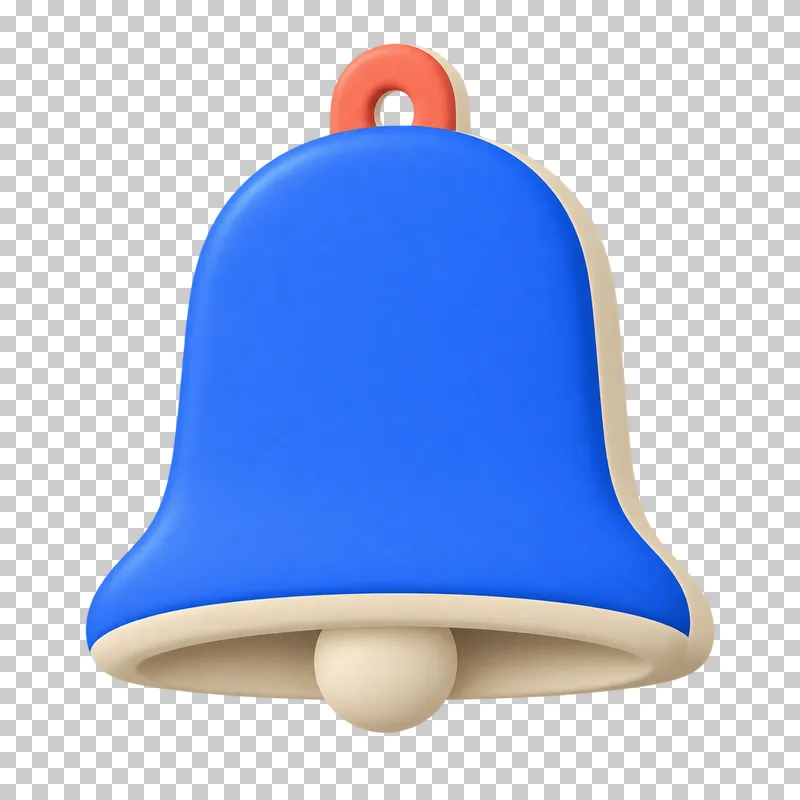 A cobalt notification bell with a cream rim and visible clapper.