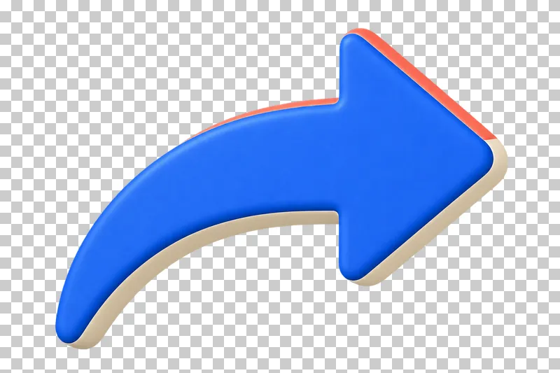 A broad curved cobalt share arrow pointing to the upper right.