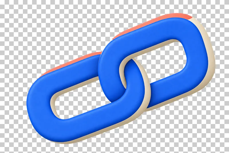 Two interlocking cobalt chain links with transparent openings.