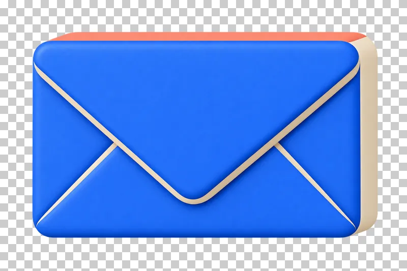 A closed cobalt envelope with a triangular flap and cream fold edges.